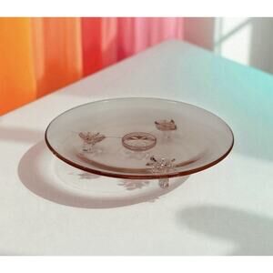 Vintage Lancaster 3 Footed Pink Depression Glass Dessert Plate 1930s 7.5"